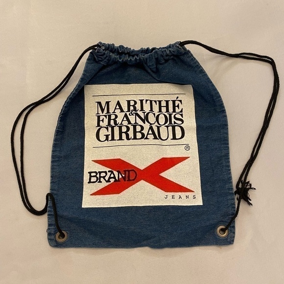 MARITHE FRANCOIS GIRBAUD Vintage 90’s Denim Sackpack, 17” x 14” main image 4